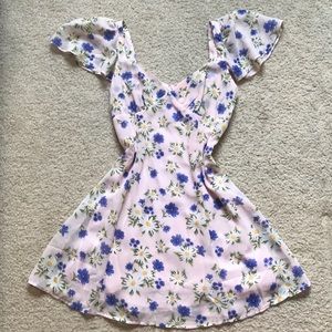 Light pink floral flounce dress